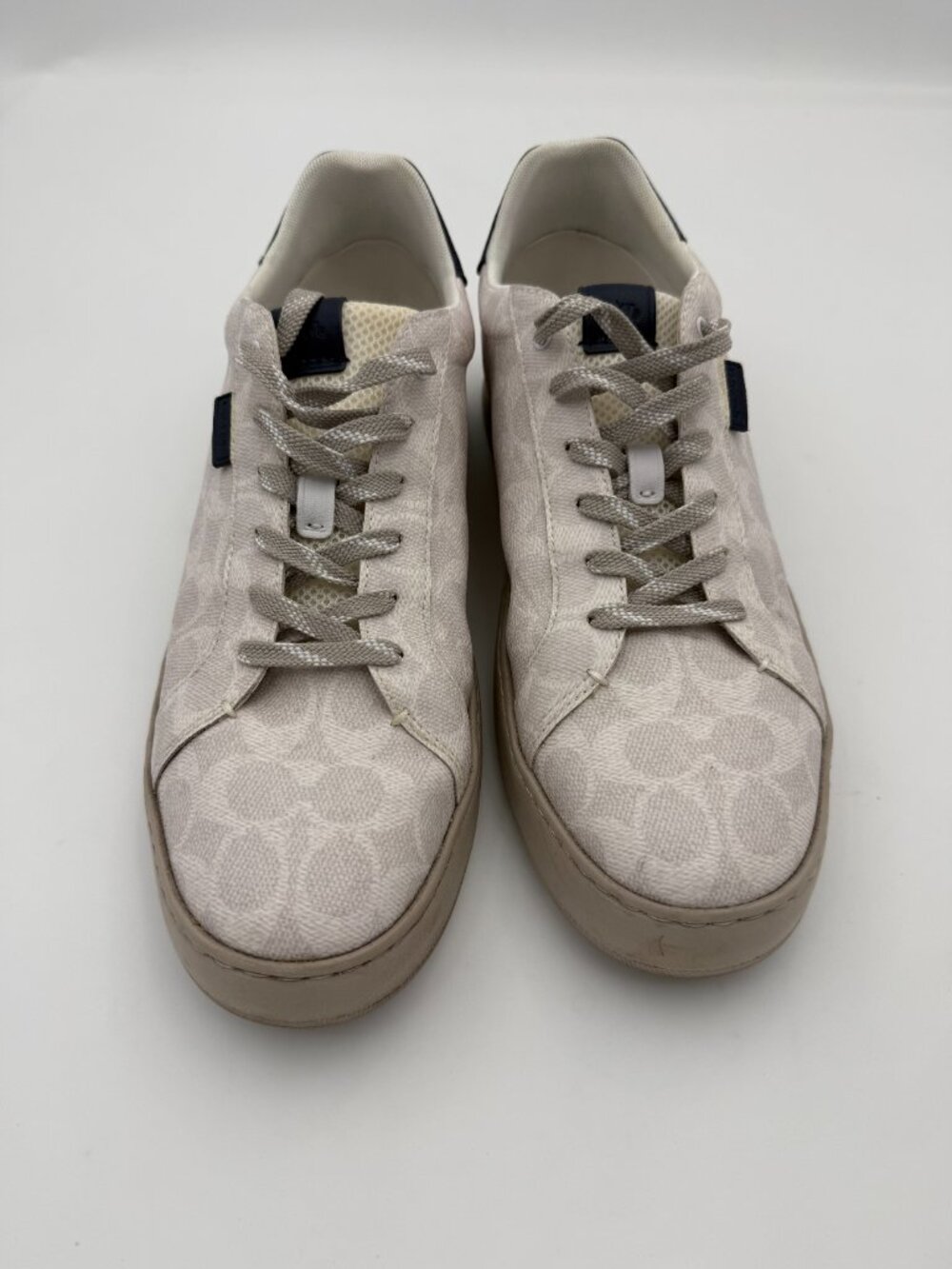 Men's 12D Coach Leather+ Lowline Signature Low Top Sneaker Chalk Cobalt G5025 WI - Picture 2 of 7
